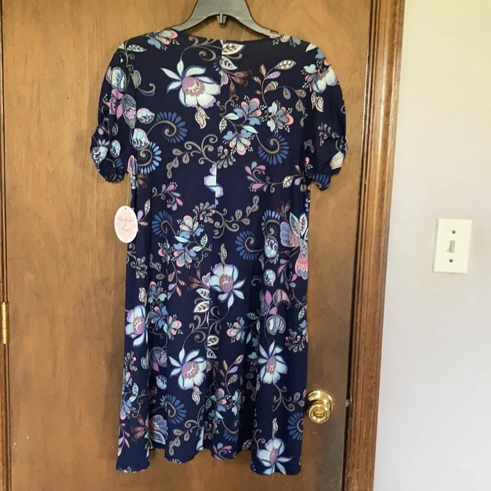 Harlow & Rose dress floral print pullover soft with stretch casual boho M - Picture 8 of 17